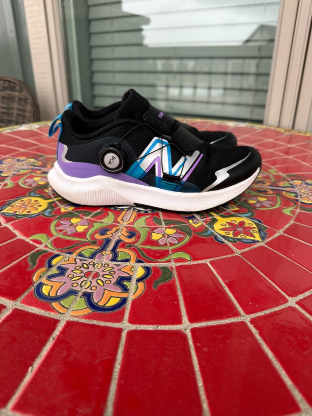 New Balance Kids Black Sneakers with Purple & Blue Accents with BOA laces